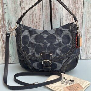 NWT Coach Poppy Denim Hobo 18991 - Signature Canvas and Blue Leather from 2011